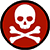 skull and crossbones on red background